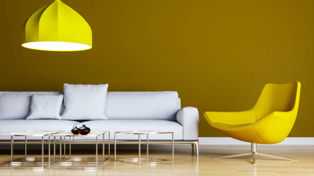 istock Large luxury modern bright interiors Living room mockup illustration 3D rendering image 2154998600