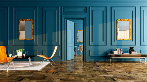 istock Large luxury modern bright interiors Living room mockup illustration 3D rendering image 2154998703