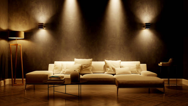 istock Large luxury modern bright interiors Living room mockup illustration 3D rendering image 2154998996