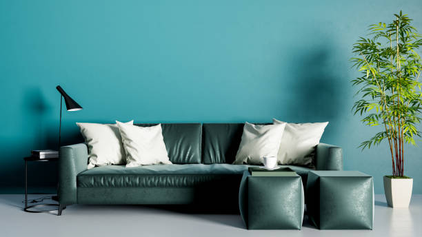 istock Large luxury modern bright interiors Living room mockup illustration 3D rendering image 2154999036