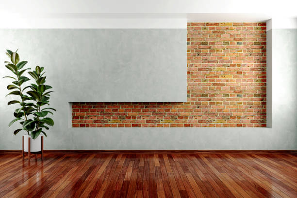 Large luxury modern bright interiors Living room mockup illustration 3D rendering image