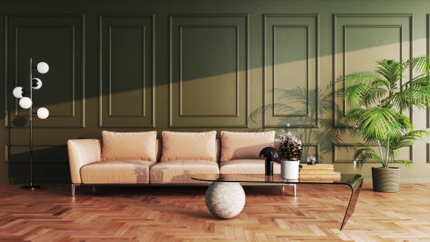 istock Large luxury modern bright interiors Living room mockup illustration 3D rendering image 2155000050