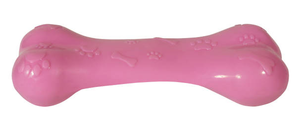 istock Dog bone pink pet toy isolated on white background 2155001449