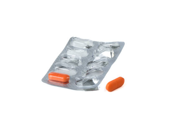 istock Blister and the last two pills. White background, copy space. 2155002424