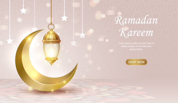 istock 3D Islamic lamp and crescent moon with star decoration. suitable for Ramadan, Raya Hari, Eid al Adha Islamic holiday 2155003270