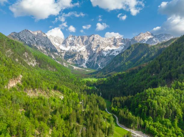 istock Zgornje Jezersko valley aerial view during springtime 2155003877