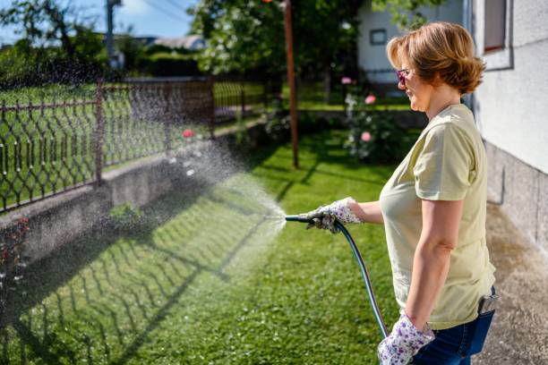 istock Woman watering garden 2155005636