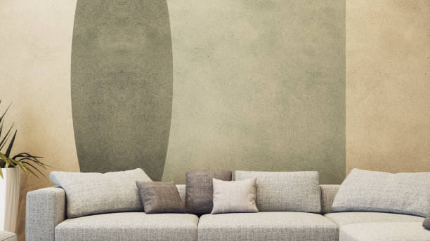 istock Large luxury modern bright interiors Living room mockup illustration 3D rendering image 2155006135