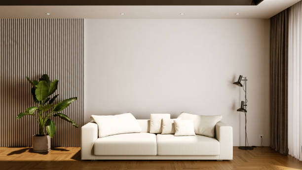 istock Large luxury modern bright interiors Living room mockup illustration 3D rendering image 2155006341
