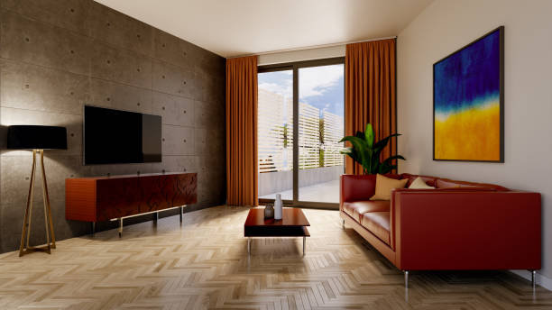 istock Large luxury modern bright interiors Living room mockup illustration 3D rendering image 2155006354