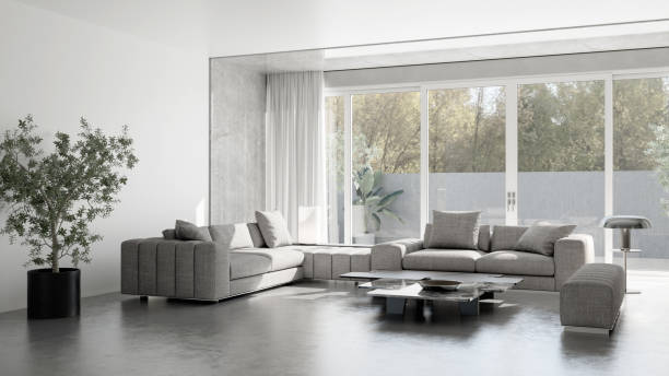 istock Large luxury modern bright interiors Living room mockup illustration 3D rendering image 2155006759