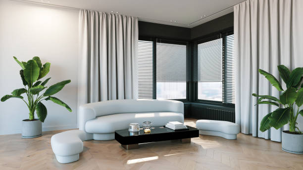 istock Large luxury modern bright interiors Living room mockup illustration 3D rendering image 2155006870
