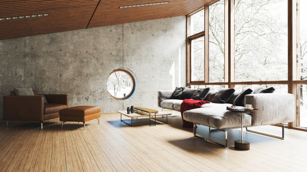 istock Large luxury modern bright interiors Living room mockup illustration 3D rendering image 2155011127