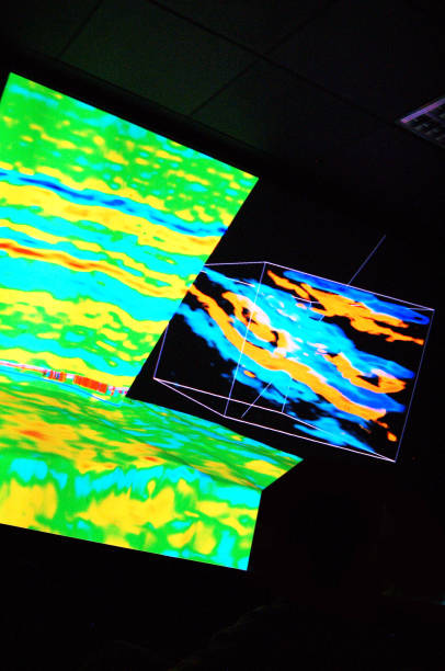 istock 3D seismic projection, offshore oil prospecting. 2155011284