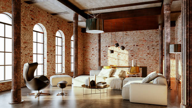 istock Large luxury modern bright interiors Living room mockup illustration 3D rendering image 2155011411