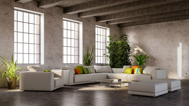 istock Large luxury modern bright interiors Living room mockup illustration 3D rendering image 2155015087