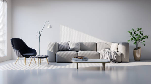 istock Large luxury modern bright interiors Living room mockup illustration 3D rendering image 2155015571