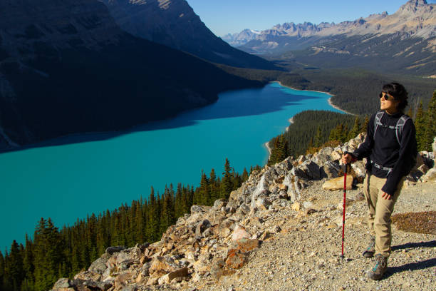 istock Woman hiker at Peyto Lake. 2155016203