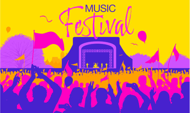 rockfestival/konzertplakat - musikfestival stock-grafiken, -clipart, -cartoons und -symbole