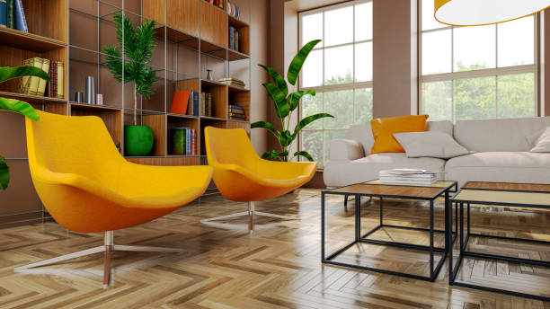 istock Large luxury modern bright interiors Living room mockup illustration 3D rendering image 2155018236