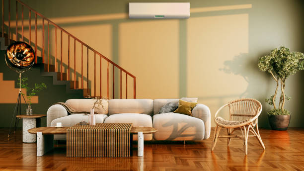 istock Large luxury modern bright interiors Living room mockup illustration 3D rendering image 2155018258