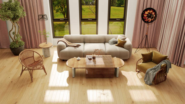 istock Large luxury modern bright interiors Living room mockup illustration 3D rendering image 2155019455