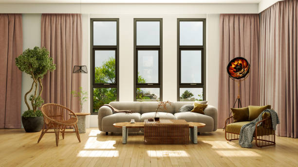 istock Large luxury modern bright interiors Living room mockup illustration 3D rendering image 2155019464