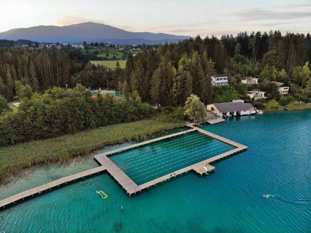 Natural swimming pool on Faaker See, Austria