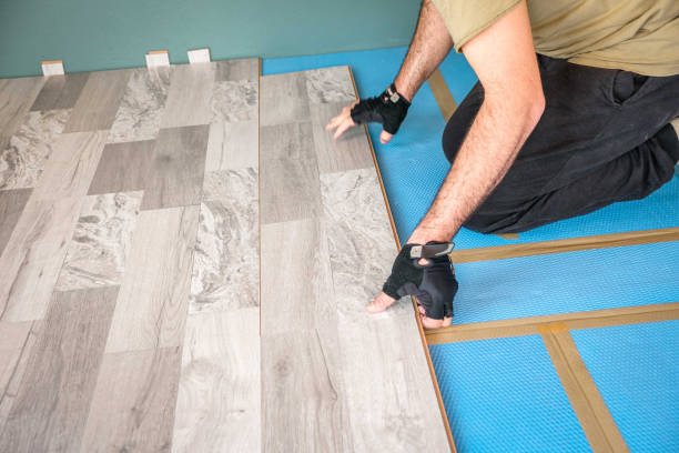 istock Build a floating floor - flooring - laying laminate 2155021528