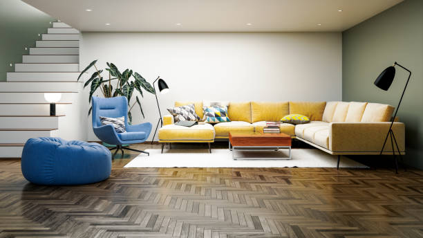 istock Large luxury modern bright interiors Living room mockup illustration 3D rendering image 2155023025