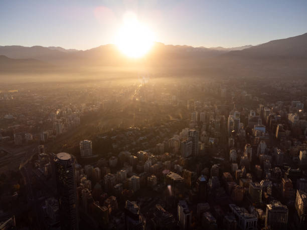 istock Santiago de Chile aerial view at dawn 2155023146