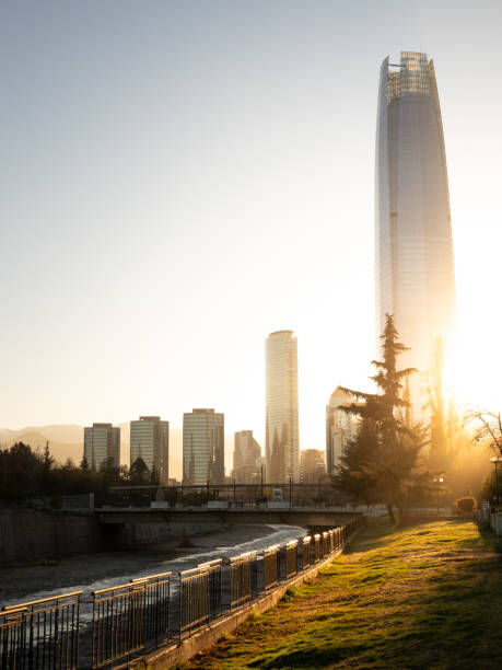Santiago de Chile cityscape, aerial view.