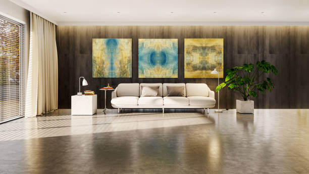 istock Large luxury modern bright interiors Living room mockup illustration 3D rendering image 2155023270