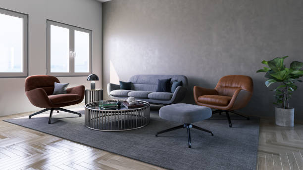 istock Large luxury modern bright interiors Living room mockup illustration 3D rendering image 2155023326