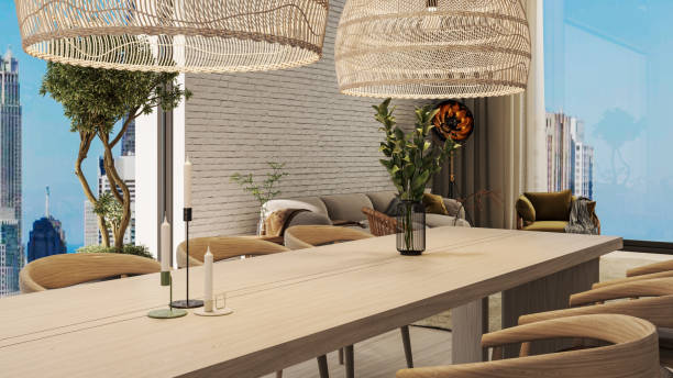 istock Large luxury modern bright interiors Living room mockup illustration 3D rendering image 2155023757