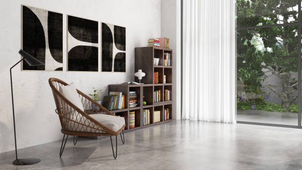 istock Large luxury modern bright interiors Living room mockup illustration 3D rendering image 2155024519