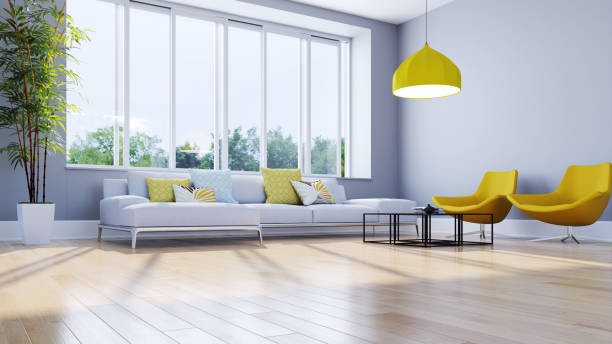 istock Large luxury modern bright interiors Living room mockup illustration 3D rendering image 2155025429