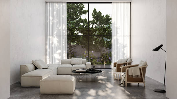 istock Large luxury modern bright interiors Living room mockup illustration 3D rendering computer digitally generated image 2155026095