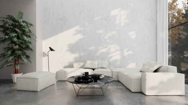 istock Large luxury modern bright interiors Living room mockup illustration 3D rendering computer digitally generated image 2155026109