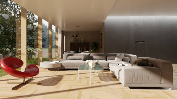 istock Large luxury modern bright interiors Living room mockup illustration 3D rendering computer digitally generated image 2155026147