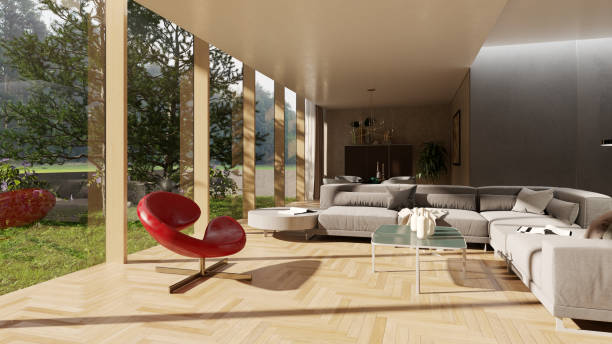 istock Large luxury modern bright interiors Living room mockup illustration 3D rendering computer digitally generated image 2155026156