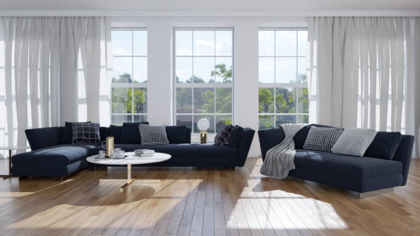 istock Large luxury modern bright interiors Living room mockup illustration 3D rendering computer digitally generated image 2155026310