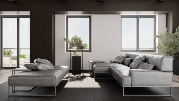 istock Large luxury modern bright interiors Living room mockup illustration 3D rendering computer digitally generated image 2155026354