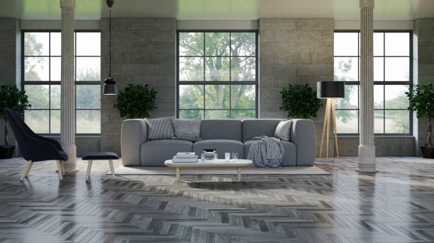 istock Large luxury modern bright interiors Living room mockup illustration 3D rendering image 2155027405