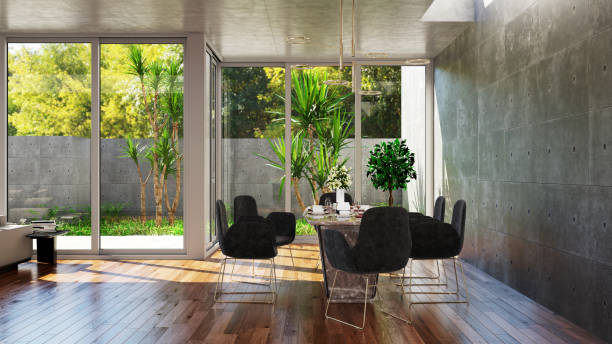 istock Large luxury modern bright interiors Living room mockup illustration 3D rendering image 2155027538