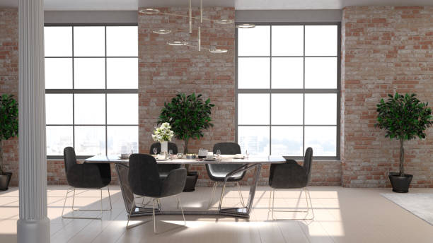 istock Large luxury modern bright interiors Living room mockup illustration 3D rendering image 2155027793