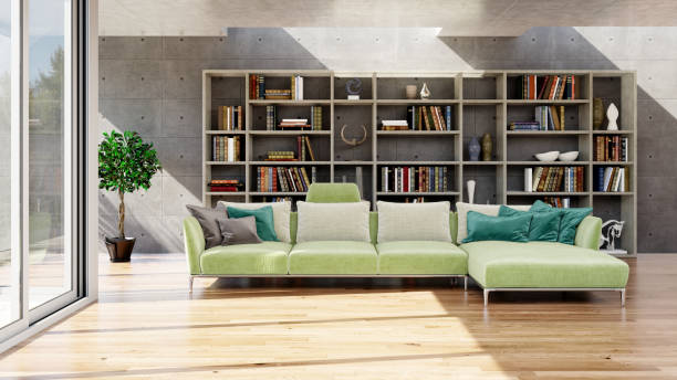 istock Large luxury modern bright interiors Living room mockup illustration 3D rendering image 2155028067