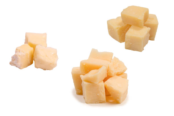 istock Cheese cubes isolated on a white background. 2155028881