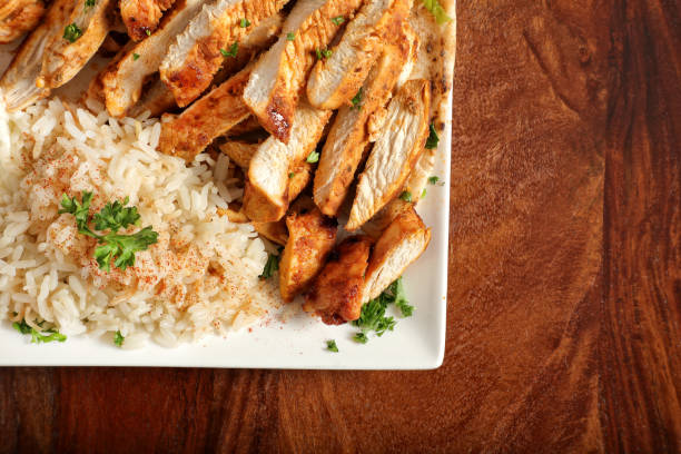 istock Chicken Shawarma dish with rice, Middle Eastern Food 2155036228
