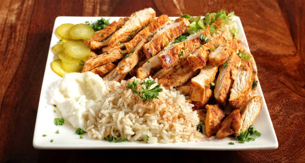 istock Chicken Shawarma dish with rice, Middle Eastern Food 2155036263